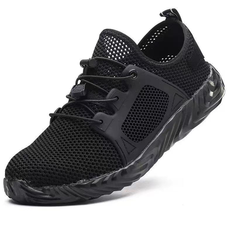 Arbeitsschuhe Herren Sicherheitsschuhe Bauschuhe mit Stahlkappe Arbeitssicherheitsstiefel Herrenschuhe Pannensichere Arbeitsschuhe Sommerschuhe Atmungsaktiv 48 schwarz
