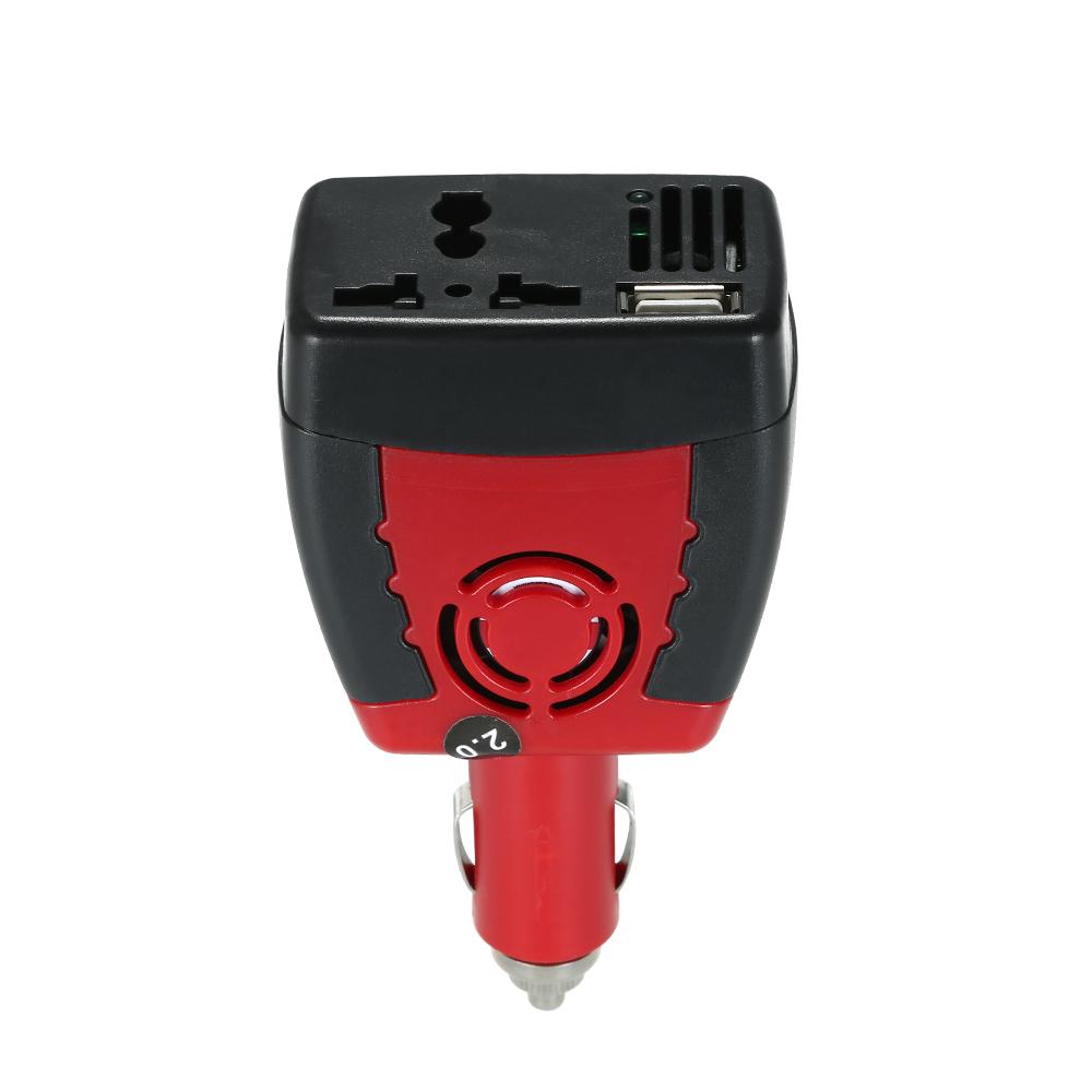 150 W DC 12 V auf AC 220 V Wechselrichter, automatischer Spannungswandler, Auto-Wechselrichter-Adapter mit Zigarette schwarz rot