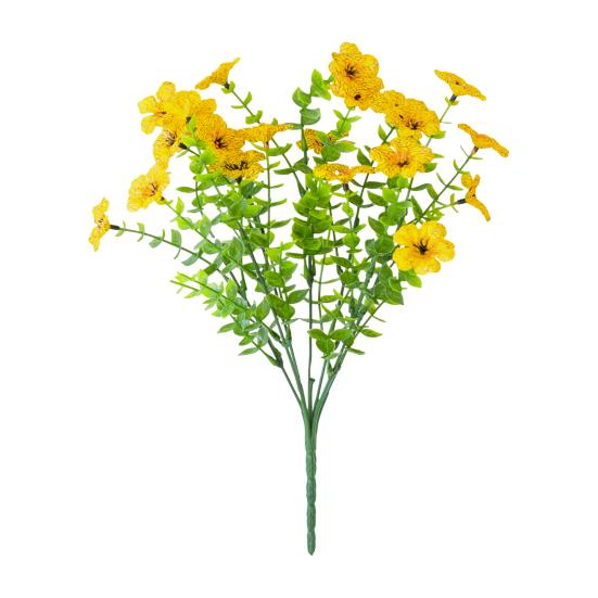 Yousheng Künstliche Blumen für Außenbereich UV-beständig Realistische Kunstpflanzen Unechte Eukalyptusblumen Großpackung für Vase Blumenarrangement Veranda gelb