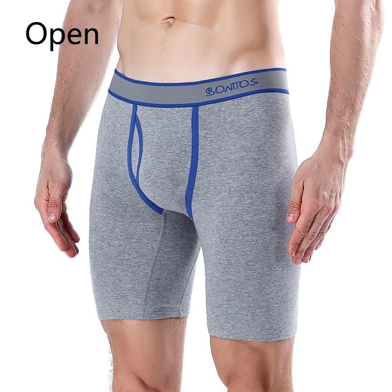 BONITOS 1Pcs Lange männer Unterhosen Baumwolle Männer Boxer Bequeme Unterwäsche Für Mann Einfarbig M hellgrau