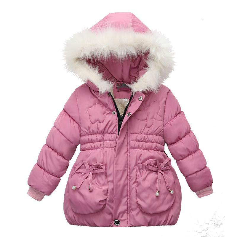 Mädchen Winterjacke Kinder Wintermantel Warme Kleidung Kinder Dicker Baumwollmantel 90cm rosa