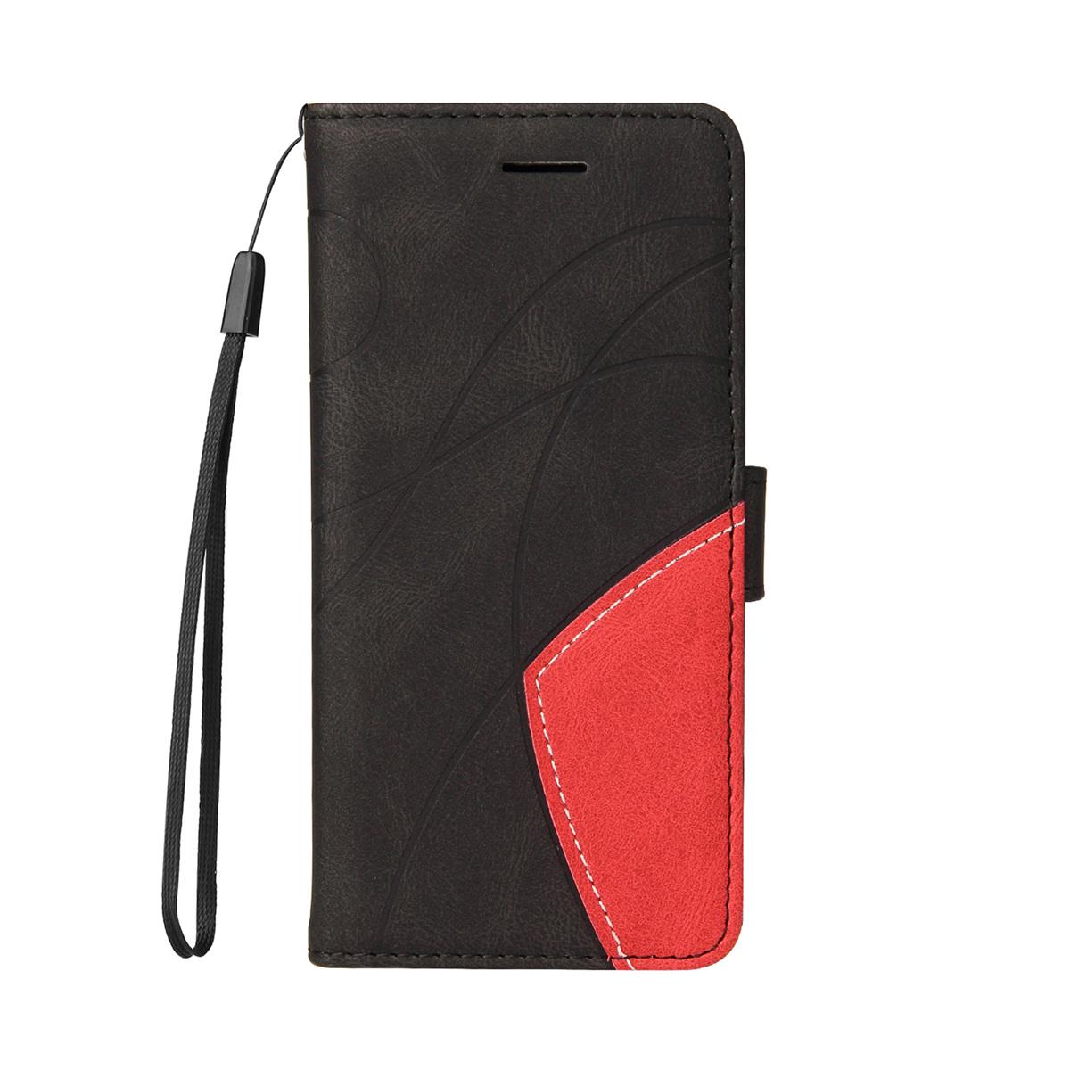 Für Motorola Moto E5, G6 Play, G50, G60, G10, G30, E7 Power, G31, G22, G42 ... Linienmuster-Stil, Spleißdesign, PU-Leder, Flip-Stand-Brieftaschen-Handytasche Moto E5 schwarz