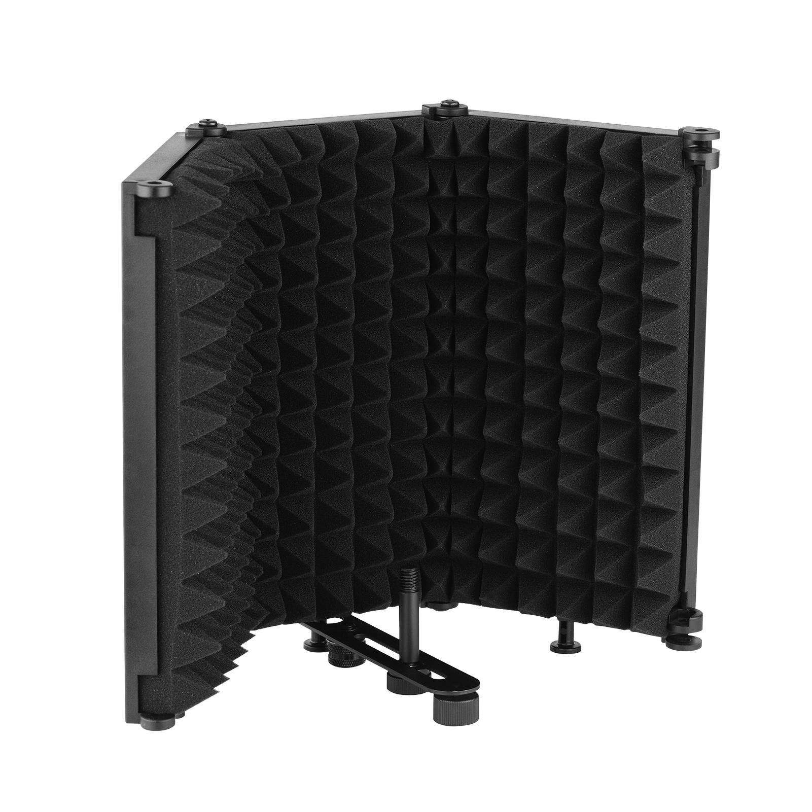 Mikrofon-Isolationsschild, tragbar, Tischplatte, schallabsorbierender Schaumstoff, Reflexionsfilter, Mikrofon schalldicht 3-Panel black