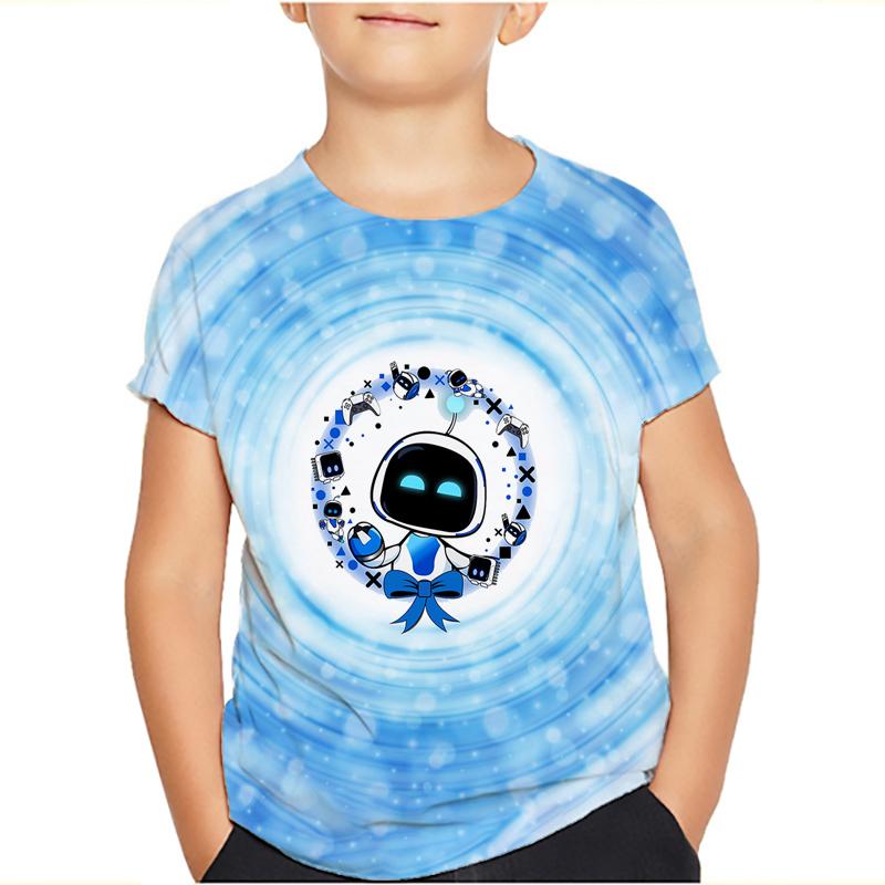 Spiel Astro Bot 3D gedruckt Kinder T-Shirt Kinder Kleidung Harajuku Cartoon Tees Casual Spaß Top Kleidung Mädchen Jungen T-Shirt 2024 140 android grün