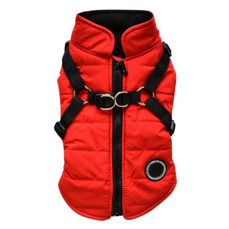 Haustierjacke mit Geschirr für Hunde, Winter, warme Hundekleidung, wasserdicht, Mantel für große Hunde, Chihuahua-Jacken L