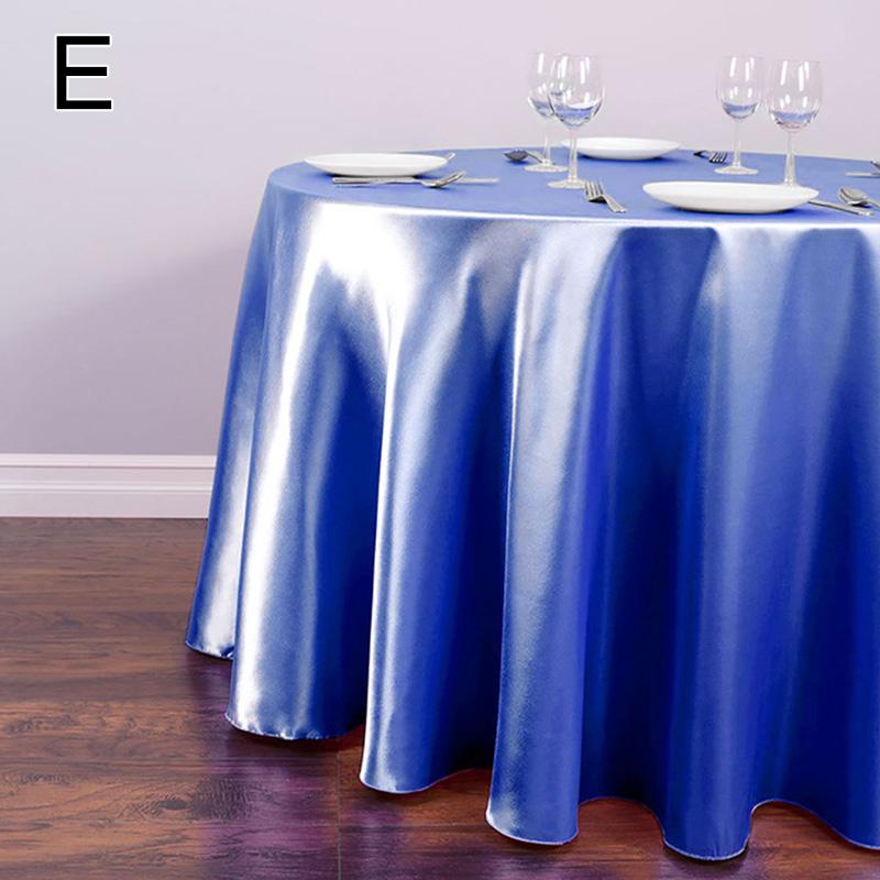145 cm runde Satin-Tischdecke, Tischauflagen, Hochzeitsdekoration, Bankett, Esstisch, Neujahr, Weihnachten, Tischdecke saphir