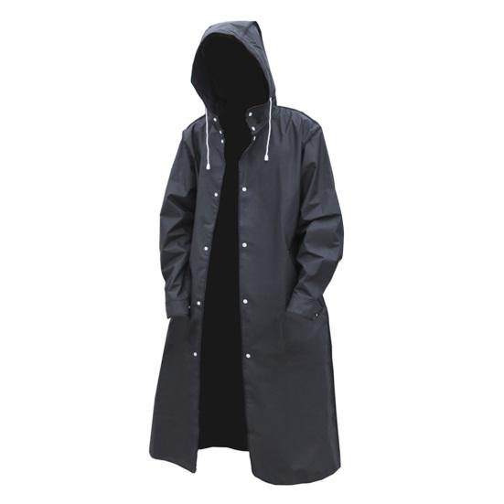 Regenponcho Herren Wasserdicht Lang Regenmantel Kapuze EVA Regenmantel Jacke zum Wandern Radfahren Camping XXXL schwarz