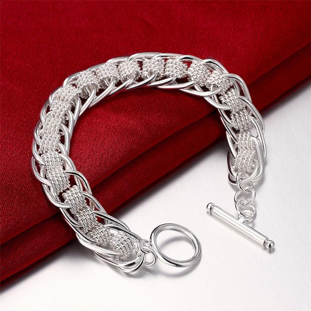 925 Sterling Silber Quadratisches Massives Kettenarmband für Damen Herren Charm Party Geschenk Hochzeit Modeschmuck blau