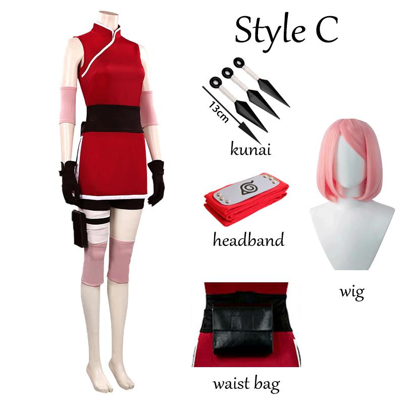 Anime Haruno Sakura Cosplay Kostüm Frauen Outfit Halloween Karneval Kostüme XS