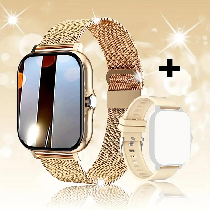 2025 Neue Smartwatch Für Männer Frauen Geschenk Für Xiaomi Voll-Touchscreen Sport Fitness Uhren BT Anruf Digitale Smartwatch Armbanduhr mesh belt gold
