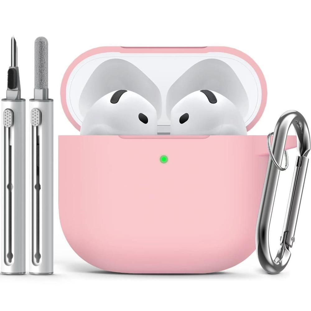 Silikon-Kopfhörer-Schutzhülle, staubdichte Ladebox, Ohrhörer-Abdeckung für AirPods 4 rosa