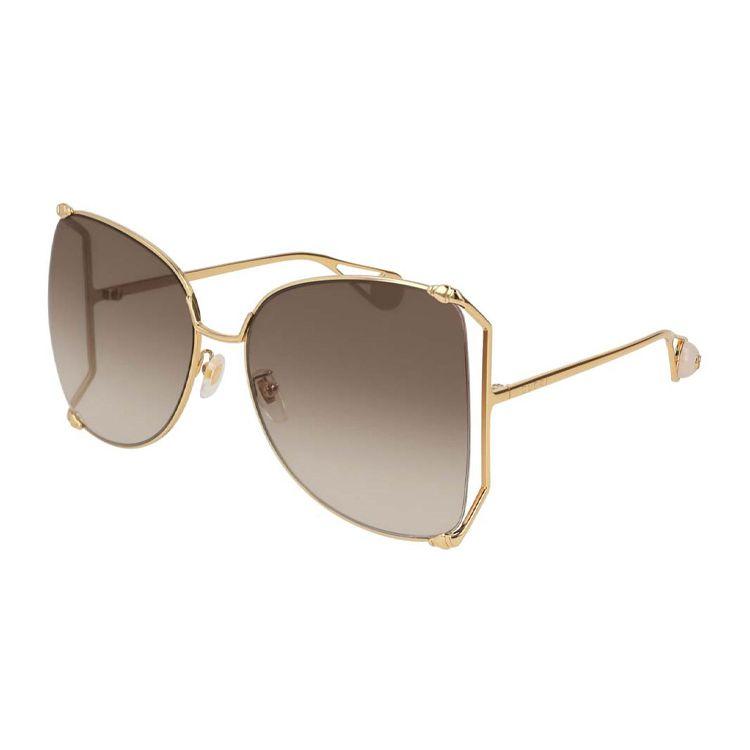 Gucci Quadratische Sonnenbrille Unisex-Sonnenbrille Gold GG0252S-003 Dust Bag+Eyeglass Case (Random Color)