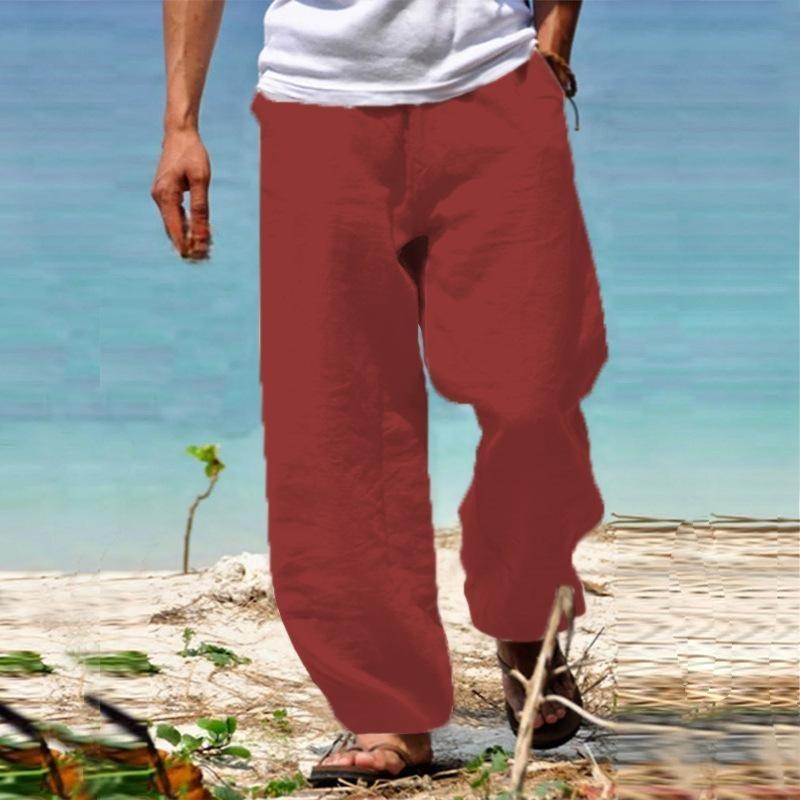 Herren Große Größen Sommer Baumwolle Große Größen Weite Bein Leinenhose Übergroße Joggerhose Männliche Übergröße Lose Hose XXXXXL rot
