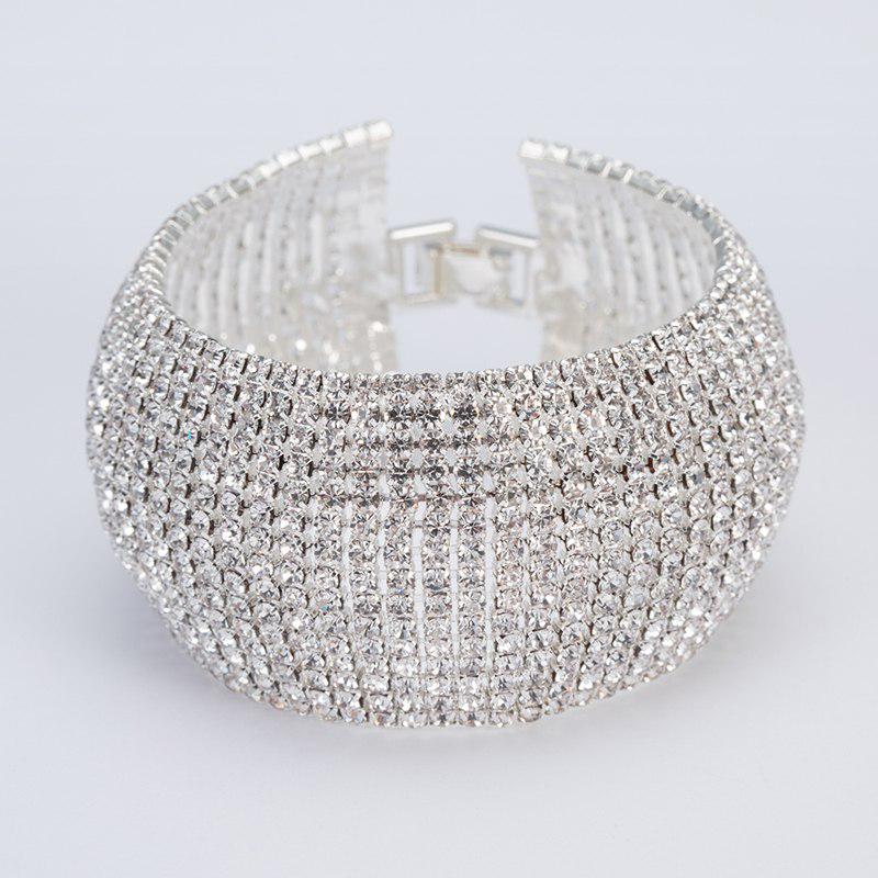 Modeschmuck für Frauen, luxuriös, klassisches Kristall-Pflaster-Link-Armband, Armreif, Hochzeit, Party-Zubehör silber