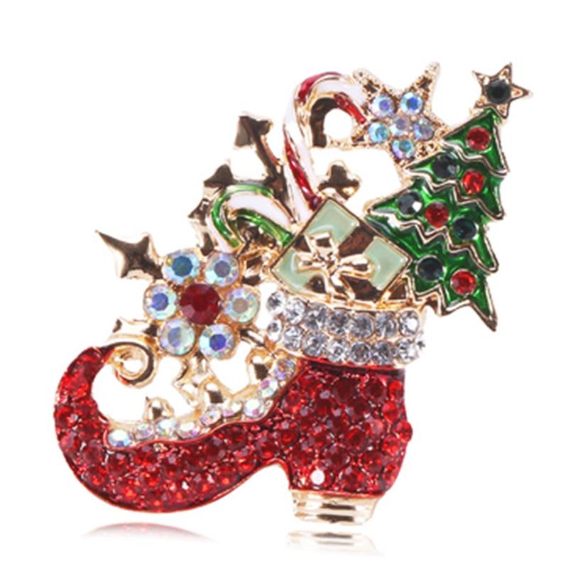 Blucome Weihnachtsnadel, rote Stiefelform, Brosche, hochwertig, für Kinderkleidung, Hutnadel, Weihnachten rot