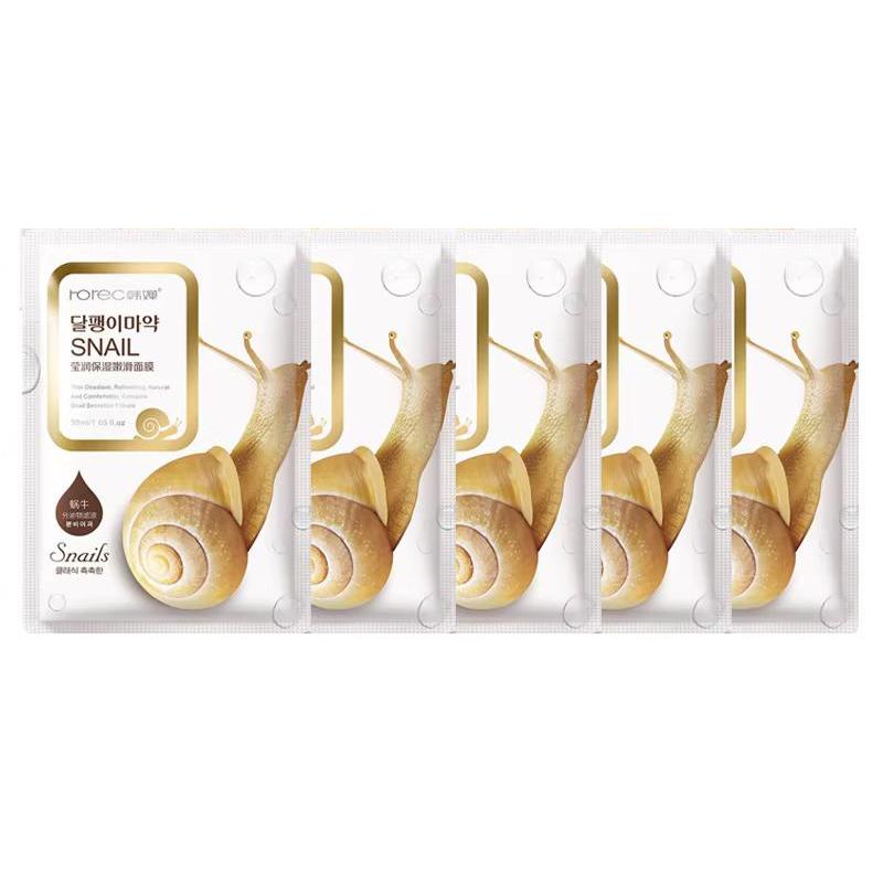 5/10 Stück Schnecken Feuchtigkeitsspendende Gesichtsmaske Auffüllung Ölkontrolle Zarte Gesichtsblattmasken Gesichtsmaske Hautpflege Koreanische Kosmetik 30g*5pcs