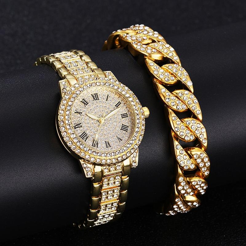 Diamant Frauen Uhren Gold Uhr Damen Armbanduhren Luxus Marke Strass frauen Armband Uhren Weibliche Quarzuhr