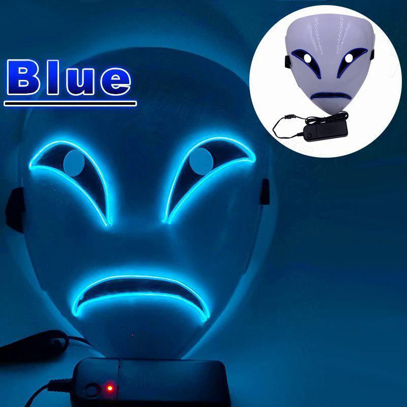 Kreative Led Halloween Clown Glow Maske Weiß Grün Blau Rot Weinen Lächeln Clown blau