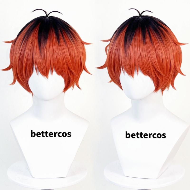 Stark Cosplay Perücke Anime Frieren am Ende der Zeit Braun Rot Schwarz Kurz Hitzebeständig Synthetisches Haar Party Perücken + Perückenkappe One Size
