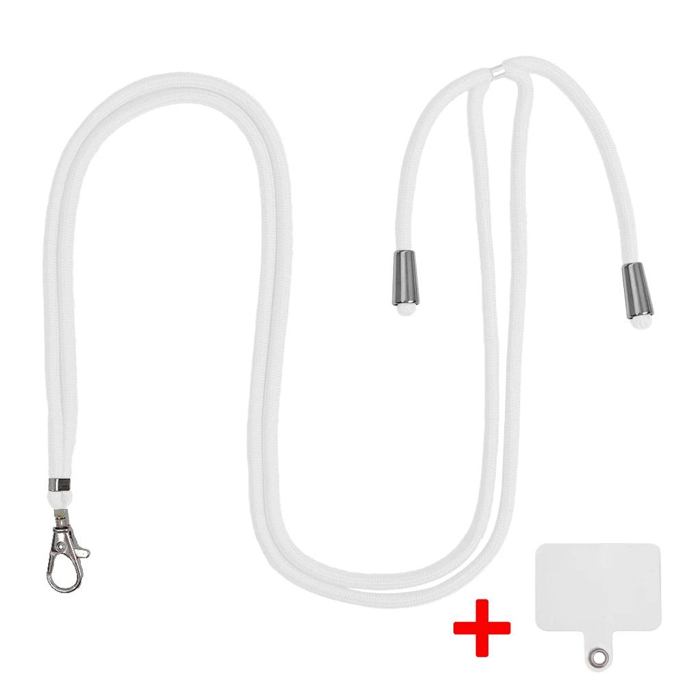 1 x verstellbares Umhängeband für Mobiltelefone, mit transparenter Lasche für die meisten Handyhüllen mit vollständiger Abdeckung. weiß