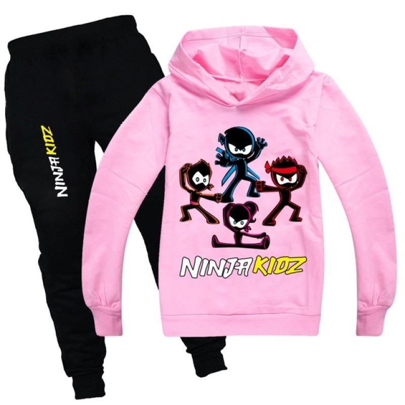 NINJA KIDZ Kinder Boutique Kleidung Großhandel Baumwolle Kinderkleidung Mädchen T-Shirt Hosenanzug Schule Jungen Outfit Baby Kinder Hoodies 140