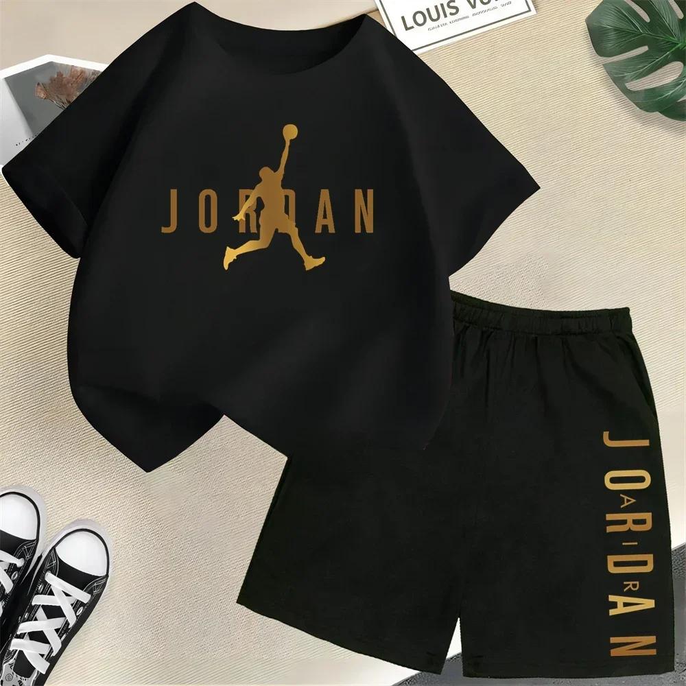 Sommer Kurzarm Kinder Set Slam Dunk Meister Muster Druck Sport T-Shirt+Shorts 2er Set Kinder Jungen Mädchen Mode Trainingsanzug 2XL