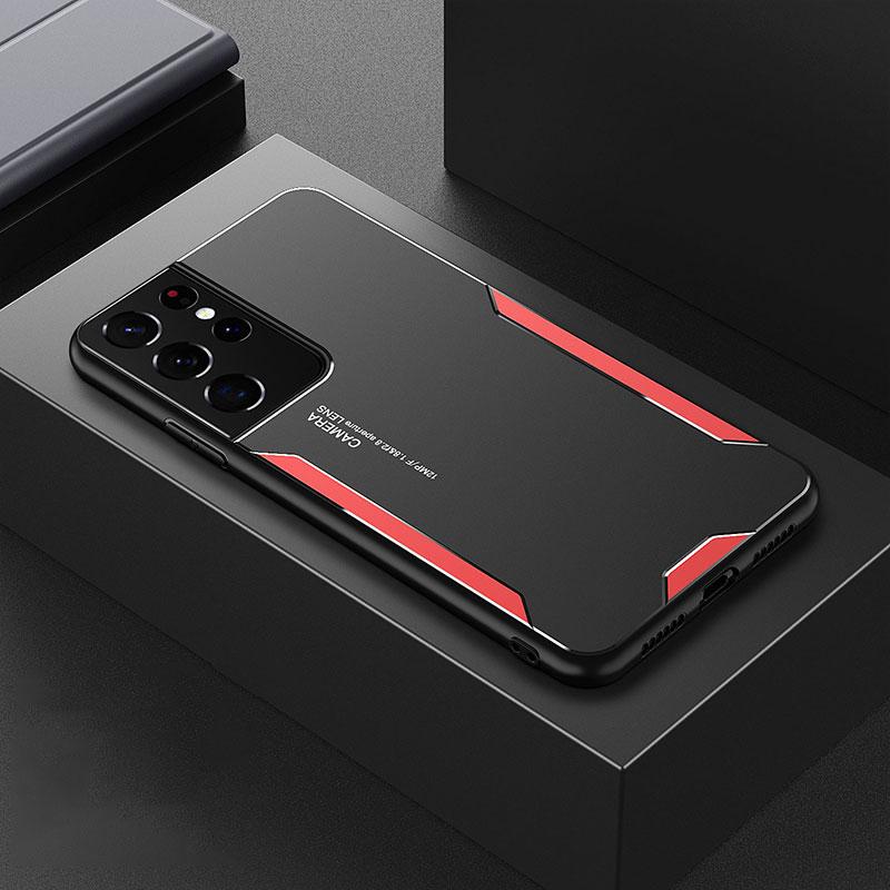 Luxuriöse, matte Telefonhülle aus Aluminium für Samsung Galaxy S24 S23 S22 Ultra S21 Plus S20 FE S10 A55 A54 A53 Stoßfeste Abdeckung For Samsung S23 Ultra rot