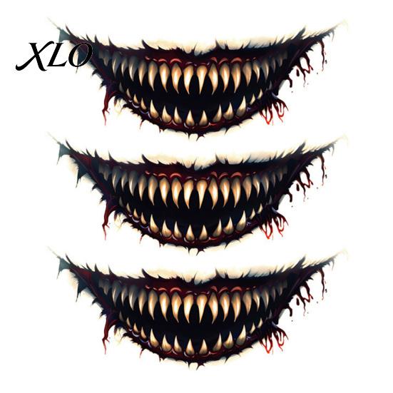 Halloween Cosplay Gesichtstattoos 3 Stück Realistische Gruselige Mundtattoos für Zombie Vampir Clown Party, Wasserdicht Einfach Anzubringen Horror Kunst Erwachsene, Make-up F