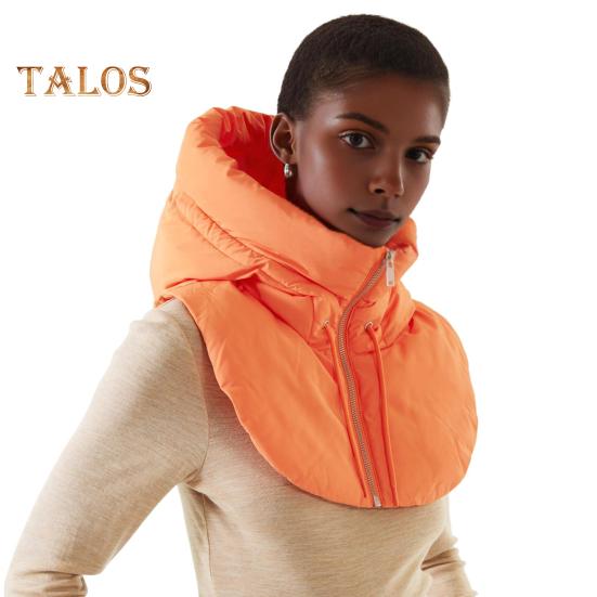 Winter Ultraleichte Daunenmütze mit Kapuze Mantel Halskragen Reißverschluss Kordelzug Männer Warmer Ringschal Sturmhaube Mütze Mantel Schal Kurzes Tanktop L orange