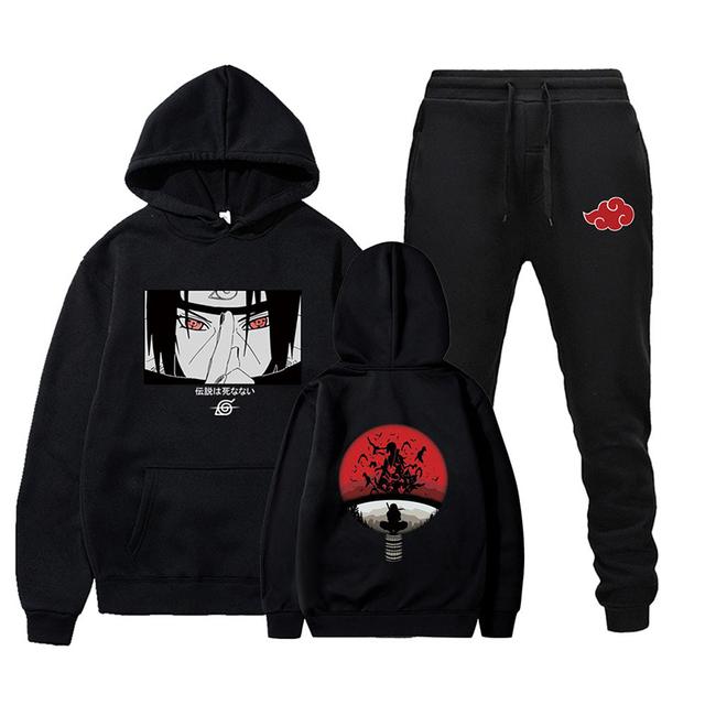 Männer 2 Stück Trainingsanzug Set Hot Anime Hoodie + Hosen Unisex Harajuku Manga Sweatsuit Kapuzenpullover + Jogginghose Jogginganzüge XXXL