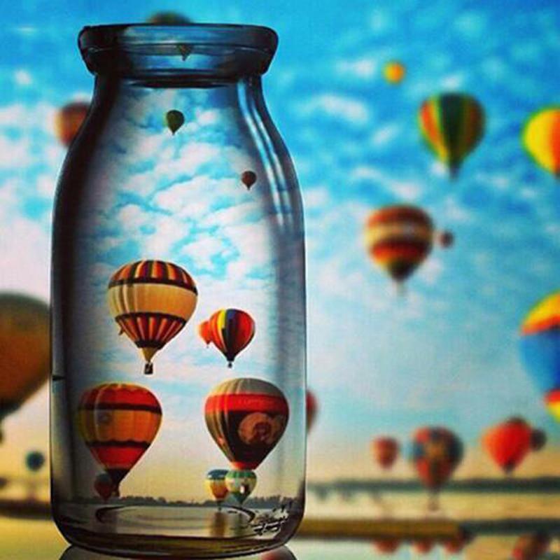 Diy Diamant Stickerei Kunsthandwerk Rhines Luftballons Jar Diamant Kunst Wand Kunst Dekor 30x30CM white