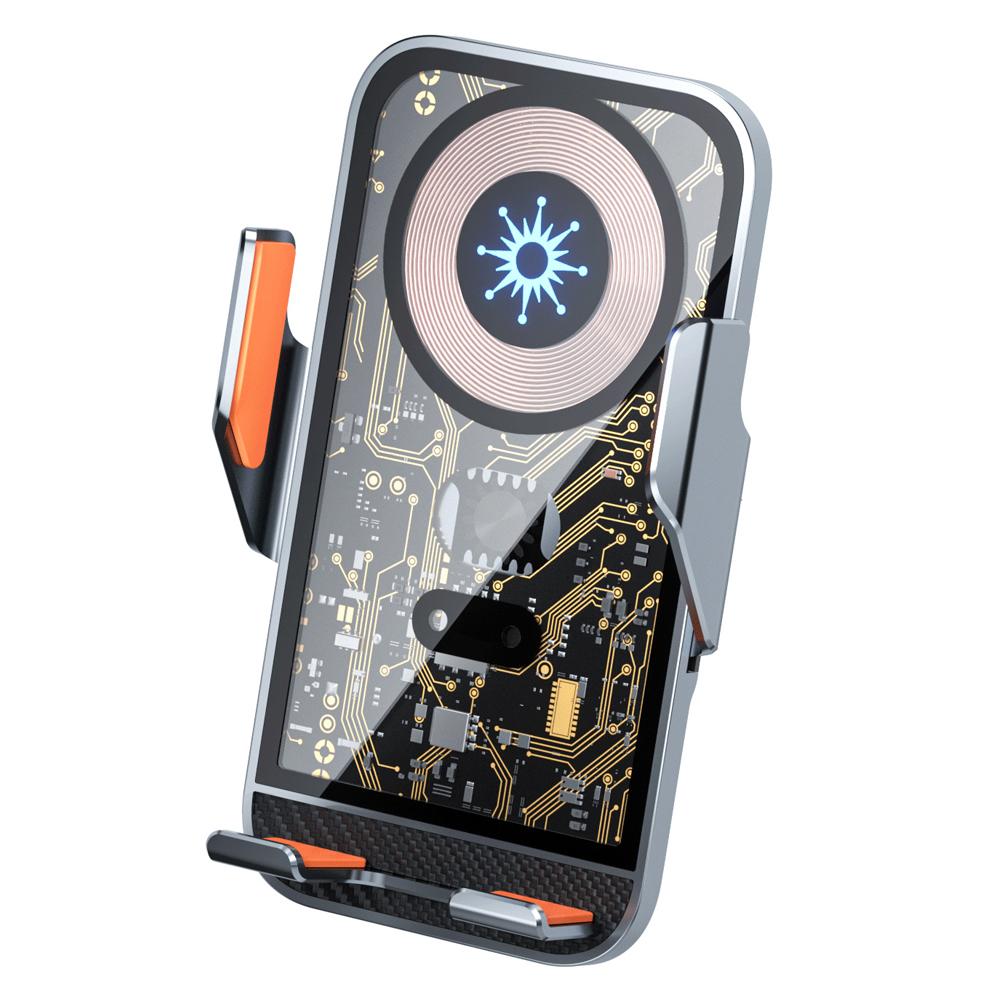 Auto Handy Halter Auto Drahtlose Aufladen Halterung Intelligente Auto QuickCharge Halterung Auto grau
