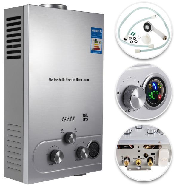 SIHAO 6L 8L 10L 12L 16L 18L Propan Gas Durchlauferhitzer Tragbar Sofortige Warmwasserbereitung Wandmontage Tanklos Digitalanzeige