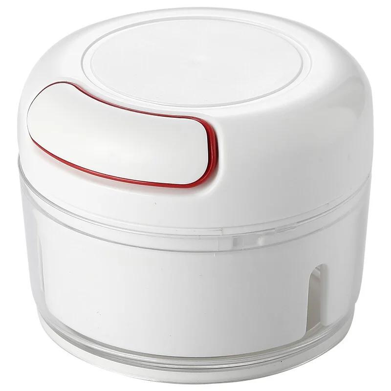 Mini-Lebensmittel-Knoblauch-Gemüsemühle, Zerkleinerer, Fleischwolf, Brecher, Presse für Fleisch, Nüsse, Pfeffer, Zwiebeln, manuelle Multifunktions-Küchenmaschine weiß