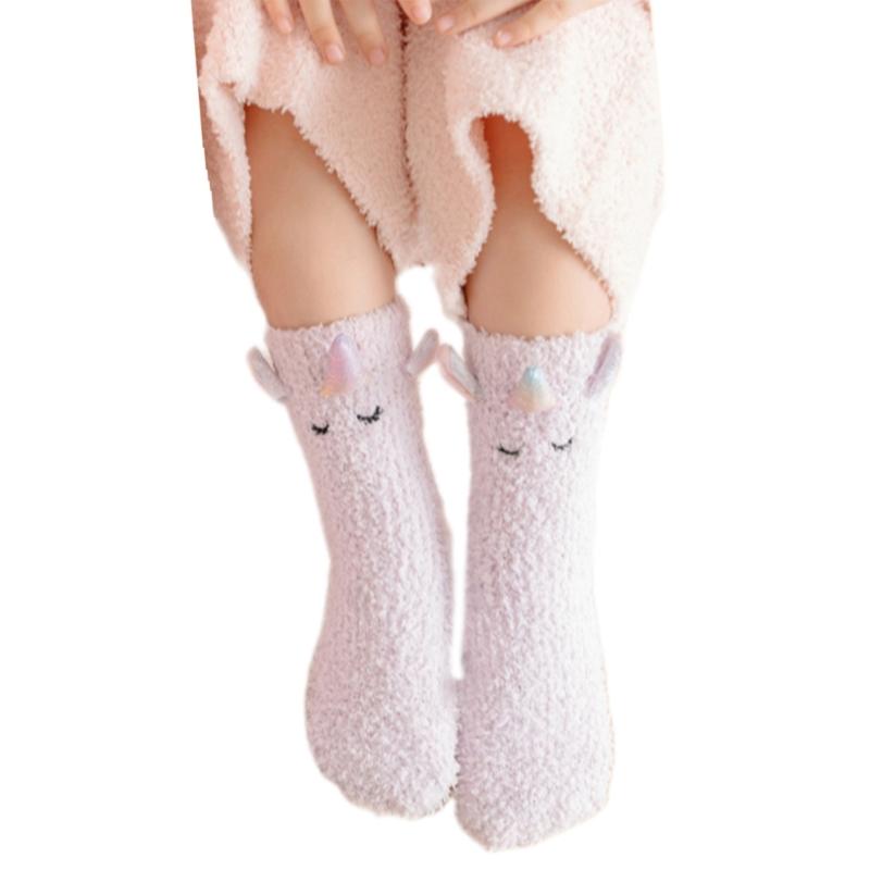 Korallfleece Socken Baby Knöchelsocken Kinder Jungen Mädchen Socken Einhörner Muster Socken Warme Dicke Socken für Kinder 1-12 Jahre