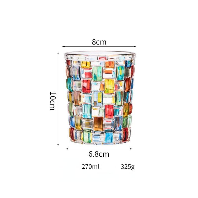2 Stück Los Italien Zecchin Design Kristallfarbe Whiskey-Becher Kaffee-Tumbler Gotischer Blend Whisky-Likör Weinglas Wasserglasware 280-350ml