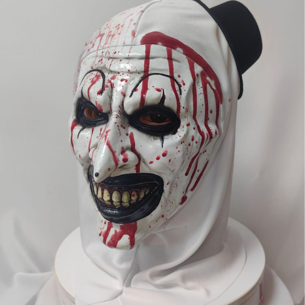 Kinder Terrifier Clown Maske, Horror Latex Vollgesichts-Kopfbedeckung für Halloween Kinder Cosplay children's blood black soul clown gray