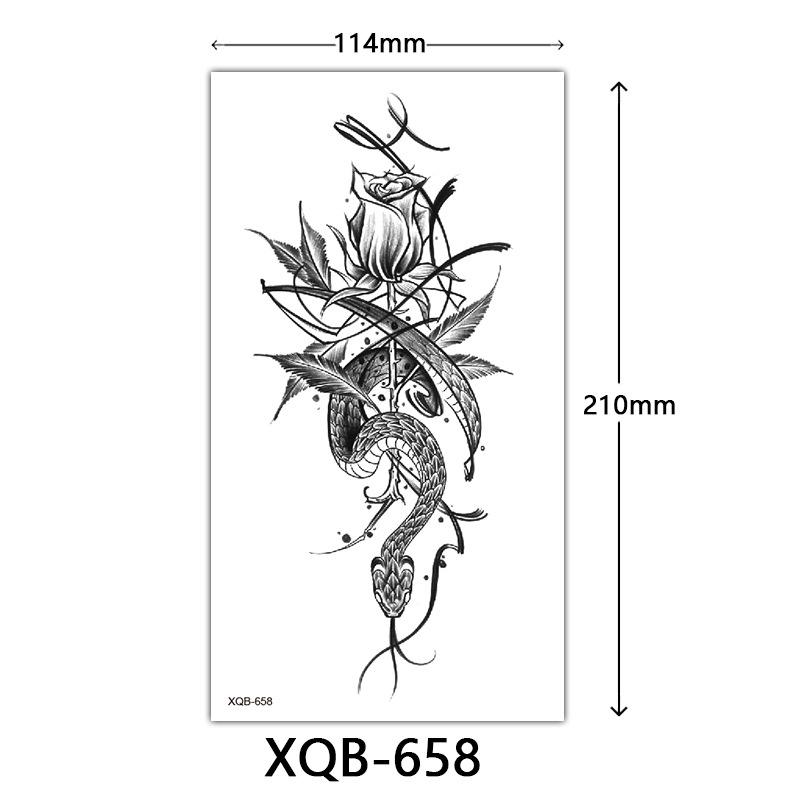 Kleiner Ganzarm-Tattoo-Aufkleber, Blumen-Buchstaben, Schlichter Blumen-Tattoo-Aufkleber Tattoo 114*210mm