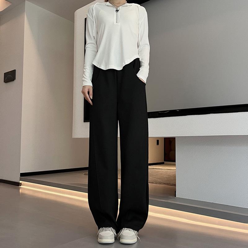 Jogginghose für Damen, Sommer, Baggy-Hose, hohe Taille, Joggerhose mit weitem Bein, Frühlings-Sporthose für Damen, Sommer-Jogginghose S schwarz