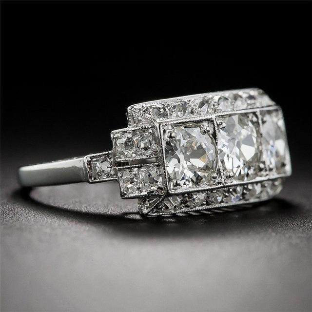 2 Karat weißer Diamantring Silber S925 Sterling Bague Bizuteria für Frauen Anillos Silber 925 Schmuck Feiner 2 Karat Ring für Frauen 6 silber