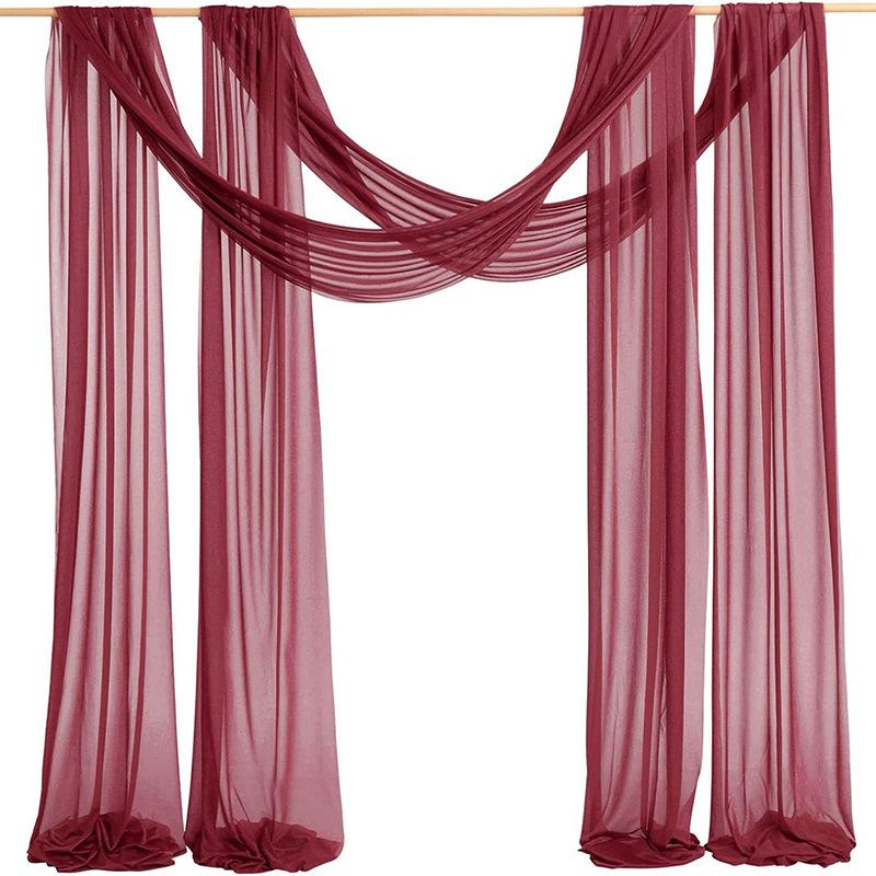 1PC Schleier Bogen Hochzeit Rasen Hochzeit Event Dekoration Kunst Outdoor Dekoration Tisch Flagge Vorhänge Vorhänge 75*600cm bordeaux