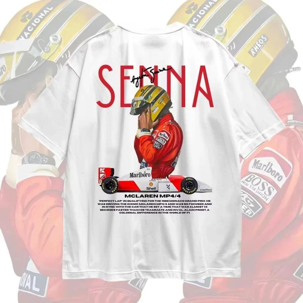 Ayrton Senna Formel 1 Grafik T-Shirts Fitnessstudio Damen T-Shirts Herren Übergroße T-Shirts für Herrenbekleidung Y2k Liam Payne Unisex Oberteile T-Shirts L white