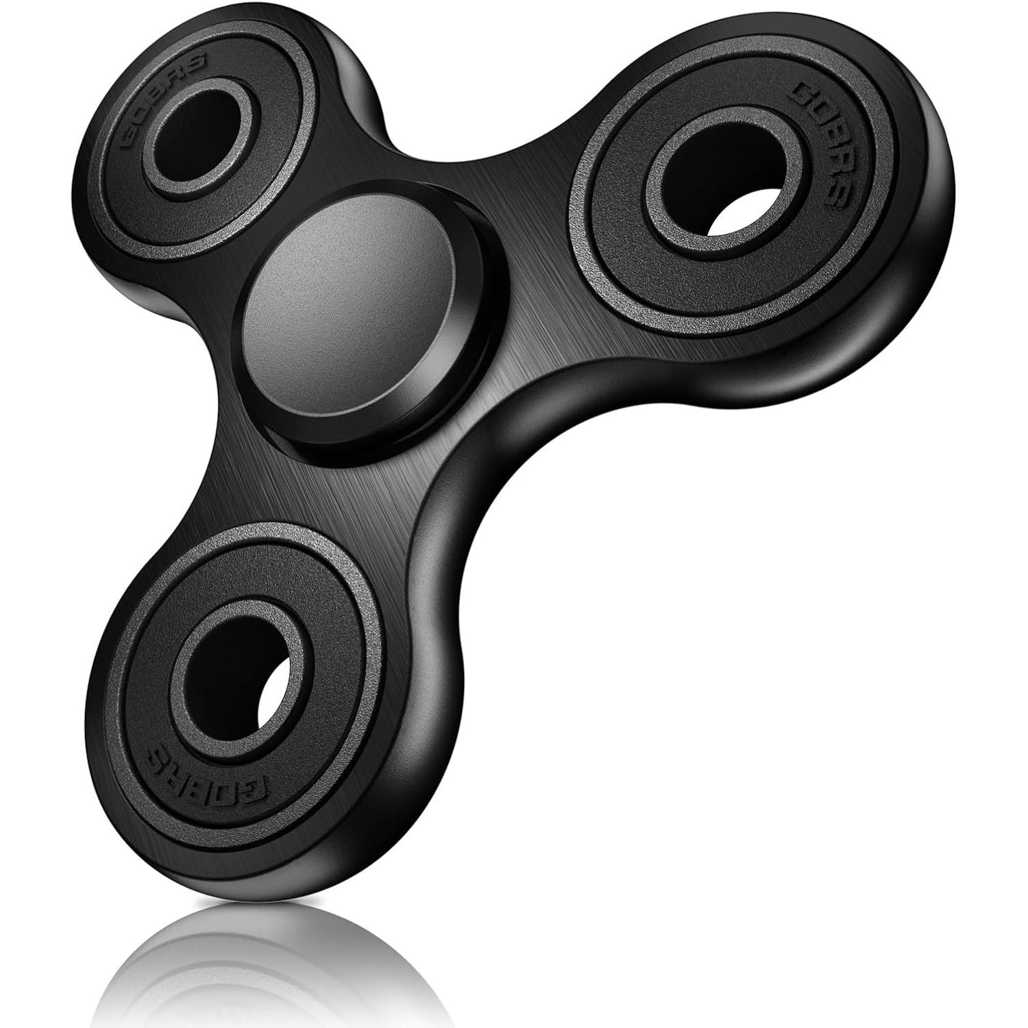 Fidget Spinner Spielzeug, Metall-Edelstahllager, Hochgeschwindigkeits-Spins von 2–5 Minuten, EDC ADHS, Stress und Angst lindert Reduzierstück, Fidgets Fingerspielzeug 7.6*7.3*0.7cm schwarz