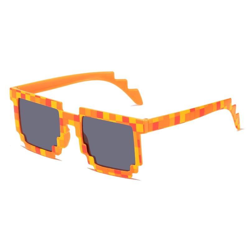 Cartoon Vintage Brille Neuheit Mosaik Cosplay Brille Unisex Pixel Sonnenbrille Trendy Lustige Erwachsene Kinder Sonnenbrille Geschenke orange