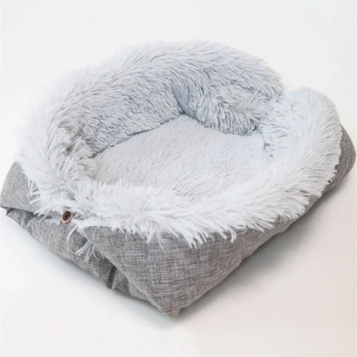 Zusammenklappbare Hundehütte mit doppeltem Verwendungszweck, waschbar, universelle Katzenhütte, Haustierdecke, Nest, kleine Haustier-Hundehütte aus Plüsch, dicke Haustiermatte white