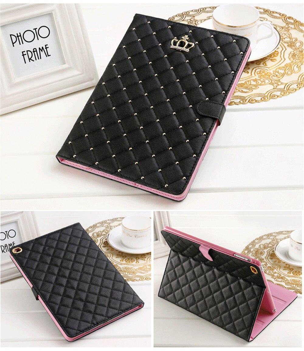 Crown Design Ledertasche für iPad 9,7 2017 2018 Air1 2 10,5 air3 10,2 mini Schutzhülle Tablet Stoßfest ständer Abdeckung Coque ipad 9.7 2017 schwarz