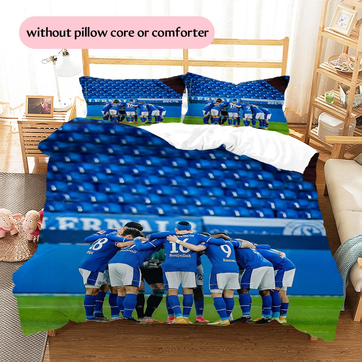 Schalke 04 Fußballverein Muster Bettwäsche Heimdekoration Geburtstagsgeschenk (1 Bettbezug + 2 Kissenbezüge, ohne Füllung) 155x200cm