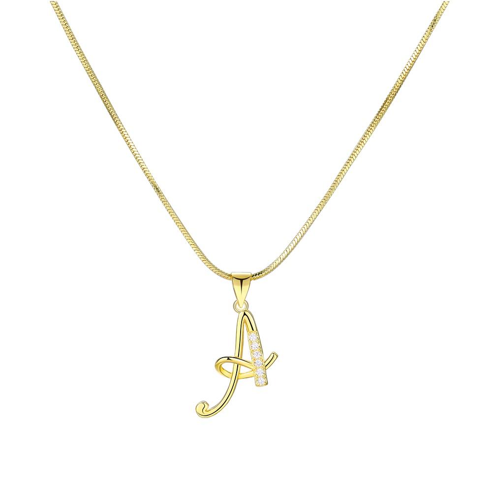 Buchstaben-Halskette aus 18 Karat Gold für Damen, kubischer Zirkon, Halsband, Schlangenkette, Zubehör für beste Freundin, Schmuck 1