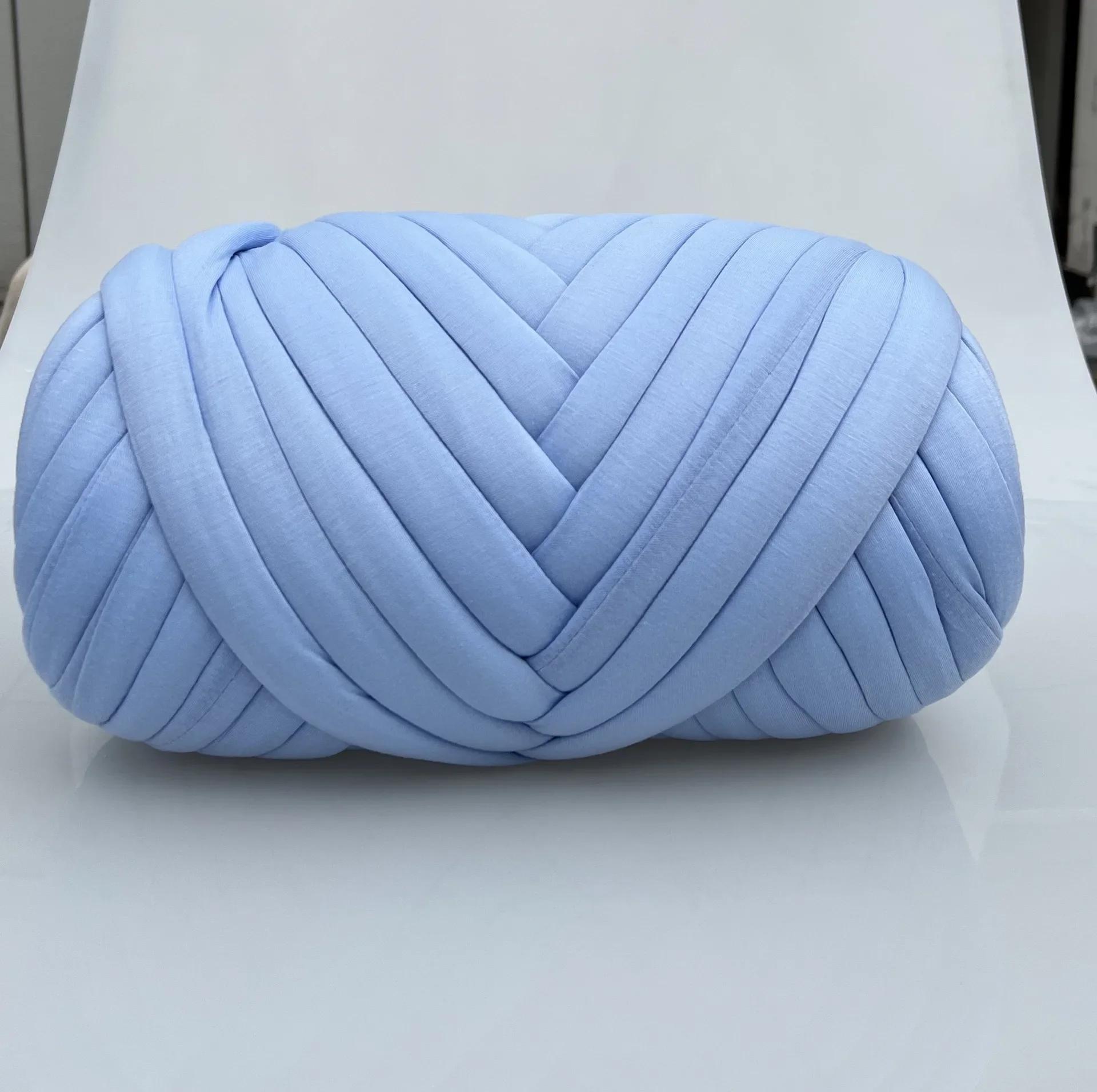 500 g dickes DIY-Garn zum Handstricken, weiches Schlauchgarn für Taschen, Riesengarn, Armstrickgarn, Körbe, Kissen, Haustiernester, Basteln 500g himmelblaue