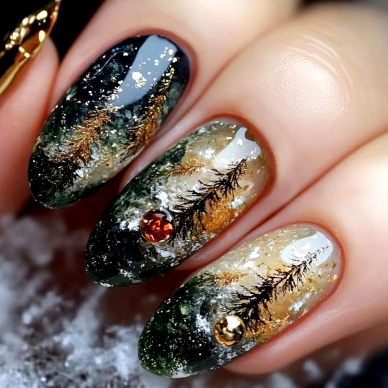 Mandel Aufklebe-Nägel Glänzend Falsche Nägel Aufklebe-Nägel in 12 Größen, 24 Stück Französische Nagelspitzen für DIY Nagelkunst Dekorationen 1